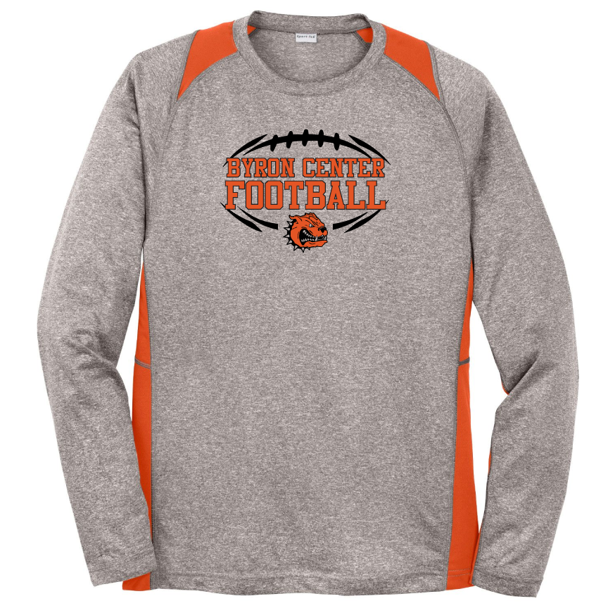 Byron Center Football - Adult Heather Colorblock  Long Sleeve Tee